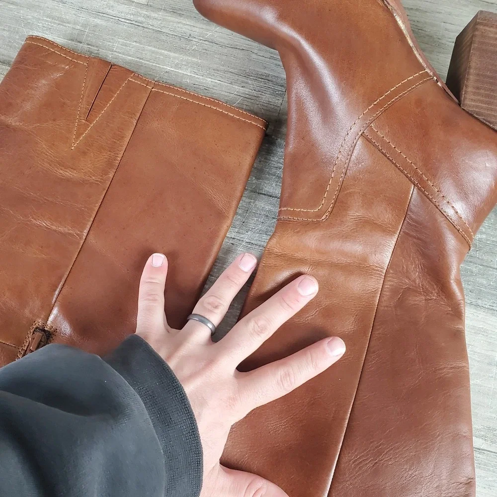 Diba True Do Knee High Boots Womens Sz 9.5 Brown Leather Tall Bootie